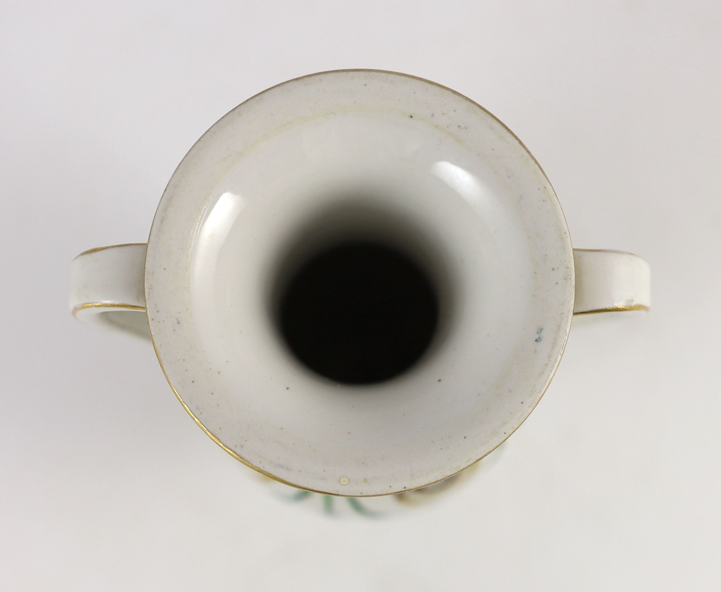 An Imperial Vienna porcelain factory twin handled vase, early 19th century, 23.5cm high, crack to one handle